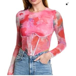 Revolve Bardot Lena mesh corset top XS